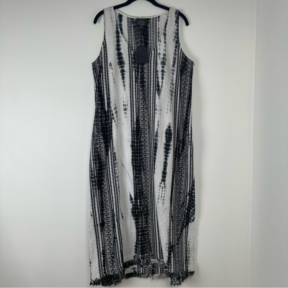 Leo & Sage Dress Size Large Resortwear Beachy Boho‎ Vacation Embroidered Tie Dye